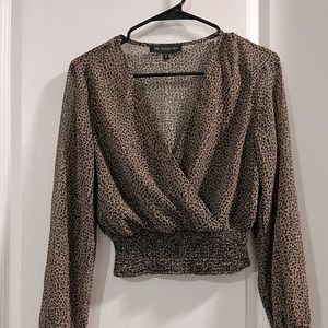 Long sleeve, cheetah print cropped blouse, size S, great condition